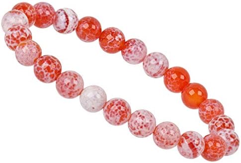 Eledoro PowerBead Women's Stretch Bracelet made of 8 mm Gemstone Beads - 17-18 cm Orange