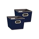 Household Essentials Small Tapered Decorative Storage Bins, 2 Pack Set, Navy Blue