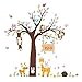 ElecMotive Forest Animal Giraffe Monkey Owls Hedgehog Rabbit Tree Nursery Wall Stickers Wall Murals DIY Posters Vinyl Removable Art Wall Decals for Kids Girls Room Decoration (Zoo)
