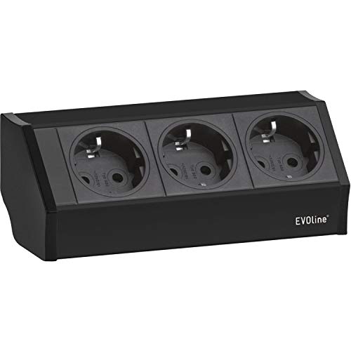 EVOline 159360001100 - Ciabatta con presa a V, 3 prese Schuko, colore: Nero