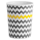 mDesign Chevron Wastebasket Trash Can - Gray/Yellow