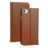 Valkit for iPhone 7 Plus Cases, iPhone 7 Plus Wallet Case, Genuine Leather Wallet Flip Folio Stand Case Cover for iPhone 7 Plus 5.5 Inch with Magenet Closure and Credit Card Holder,Brown