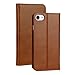 valkit for iPhone 7 Cases, iPhone 7 Wallet Case, Premium Genuine Leather Wallet Flip Folio Protective Stand Case Cover for iPhone 7 4.7 Inch with Magenet Closure and Credit Card Holder, Brown Color