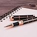 SHALORY Rose Gold Gel Ink Rollerball Pen-Geometric Stripe Style Copper Grip Metal Pens in Gift Box with 1 Extra Refill,Christmas gift for Women &Men (Black Ink, 0.7mm Fine Point)
