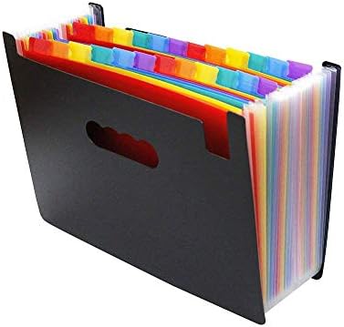 24 Pockets Expanding File Folder Multicolour Accordian File Organizer Portable A4 Letter Size Business File Folder Bag