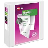 Avery Durable View Binder, 3" EZD Rings, 670-Sheet Capacity, DuraHinge, White, Case Pack of 4 (09701)