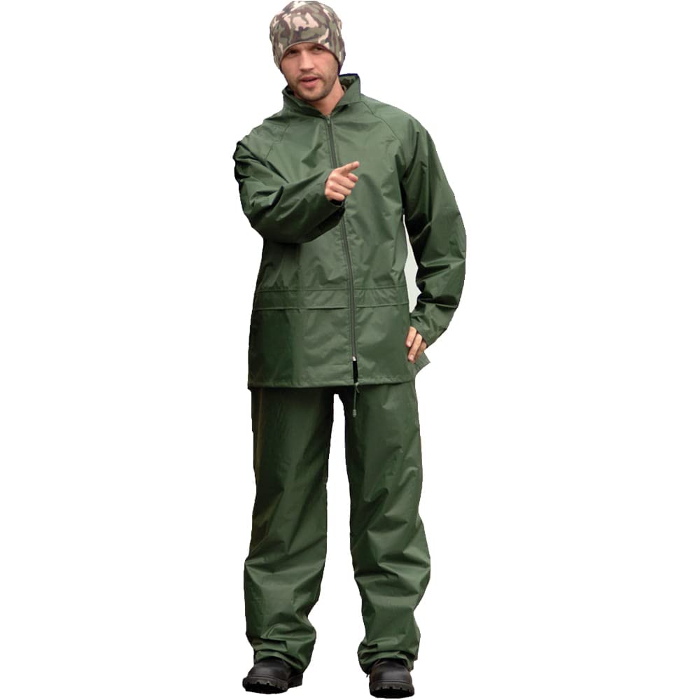 Mil-Tec Men's Rain Suit Rain Jacket Rain Trousers Moisture Protection Olive 4XL