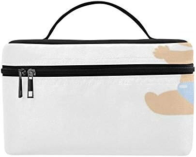 Cute Little Baby Cartoon Kid Large Capacity Size Lady Cosmetic Bag Makeup Organizer Train Toiletry Case Lunch Box for Girls Teen Women Travel with Clear Zipper and Single Layer
