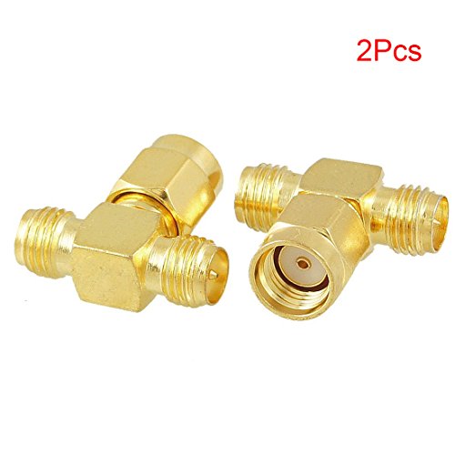 Yohii 1 Female to 2 Male RP SMA Female Triple T Rf Connector Adapter 3 Way Splitter 2pcs