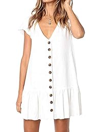 Vestido corto con volantes y cuello en V para dama