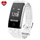 Juboury Fitness Tracker, Heart Rate Activity Tracker Touch Screen Wearable Pedometer Bluetooth Smart Wristand with Sleep Monitor,Steps Counter,Calories Track for Android and IOS Smart Phones(White)