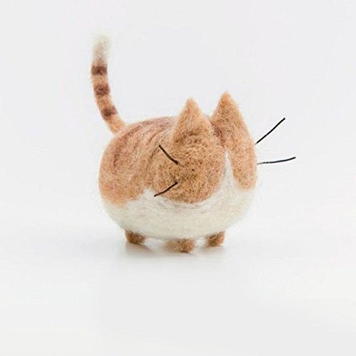TALENTBABY - DIY Needle Felting Kit Needlecrafts Faceless Cat - Stripe Brown