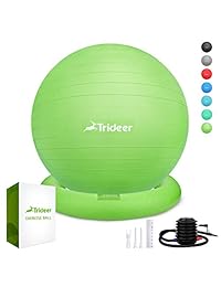 Trideer pelota de equilibrio de 65 cm, asiento flexible para ejercicios de yoga con anillo de estabilidad e inflador, ideal para mejorar el equilibrio y la fuerza de los músculos (oficina, hogar y aula)