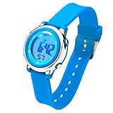 Better line Digital Kids Watch Band with Hourly Chime, Stopwatch, Daily Alarm & Calendar, Water Resistant 30M (Blue)