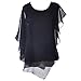 Shawhuaa Womens Batwing Sleeve Irregular Hem Chiffon Blouse T-Shirt Tops X-Large Black