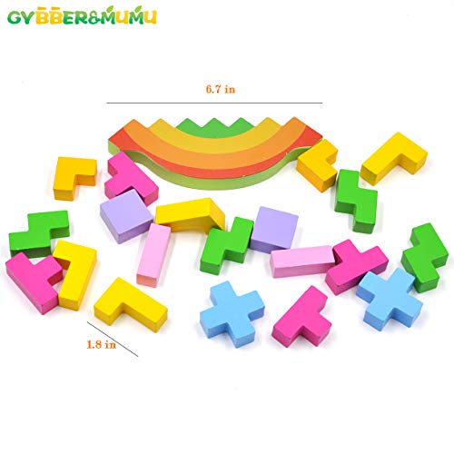 GYBBER&MUMU Colorful Wood Building Blocks Stacking Balance Game Toys Learning Educational Toys 21 Piece