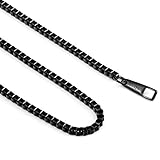 KissYan Black Stainless Steel 1.0 mm to 2.0 mm Box Chain Necklace 18-30 Inch for Unisex