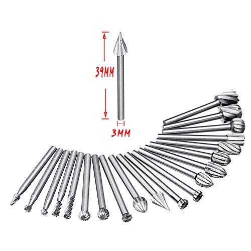Maslin 20Pcs 3mm HSS Routing Router Bits Rotary Tools Rotary Carving Carved Knife Cutter Tool Engraving Wood Working Used for Dremel - Thumbnail 3