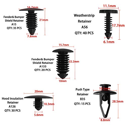 Auto Clips Car Body Retainer Assortment Clips Set Tailgate Handle Rod