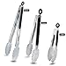 Walfos Food Grade Stainless Steel Kitchen Tongs for Cookig,BBQ - Set of 3, 7 ，9 and 12 Inch Heavy Duty Locking Metal Food Tongs Non-Slip Grip