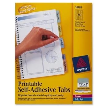 Amazon.com : Avery 16281 Printable Repositionable Plastic Tabs, 1-1/4 x ...