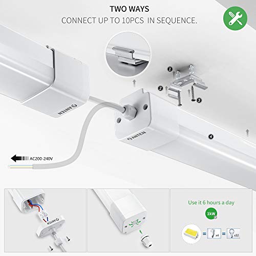 Anten LED Wannenleuchte Feuchtraumleuchte 45W 150CM Klassisches Design mit 4500LM in Kaltweiß 6000K, LED Kellerleuchte… – Bild 3