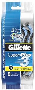 Image of Gillette CustomPlus 3 Sensitive Disposable Razors - 8 ct