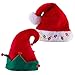 JOYIN Blinking Light-up Plush Red Santa Hat + Blinking Light-up Elf Hat for Christmas Holiday Party, Ugly Sweater Party