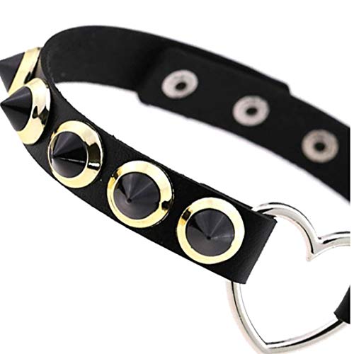 Aisoway-Pelle-Collana-del-Collare-Monili-Registrabili-Girocollo-Cuore-Punk-Clavicola-Decorazione-del-Ribattino-del-Collo-per-Gli-Uomini-Femminile