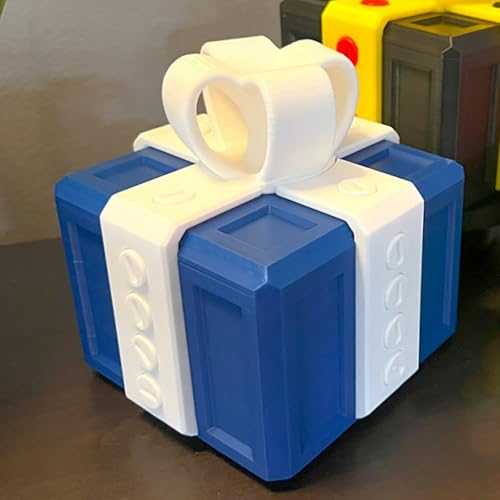 3D Printed Annoying Christmas Gifts Box Prank Ornament - Hilarious Interactive Holiday Decoration for Desk, Home Decor, Exchanges & Fun Pranks Case with Screws (Blue)