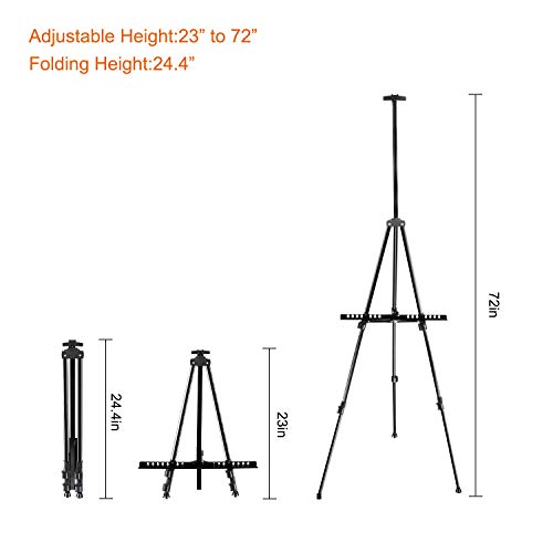 FUDESY 72" Easel Stand,Extra Sturdy Black Aluminum Metal Display Easel Artist Easel Tripod Adjustable Height from 22" to 72" for Table-Top/Floor Painting,Displaying and Drawing with Portable Bag - Thumbnail 2