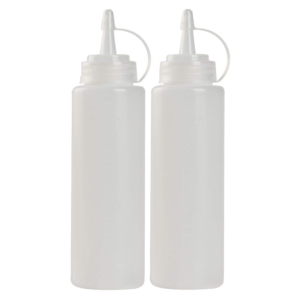 Photo 1 of CHILDHOOD 8 oz Squeeze Squirt Condiment Bottles with Cap - Transparent Plastic - for Ketchup Salad dressing Mustard Olive Oil set of (2)