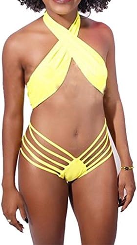 Yonas Women's Bandage Criss Cross One Piece Monokini Swimwear Swimsuit(SIZE S)