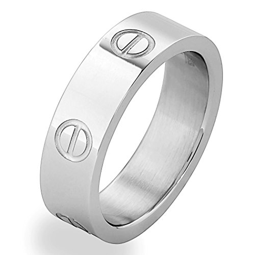 Designer Inspired Silver Titanium Steel Love Ring (10)