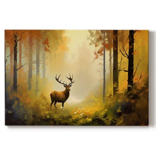 Renditions Gallery Animals Wall Art for Home Brown Reindeer in Calm & Densed Fo…