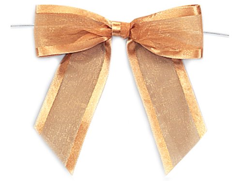 Gold Pre-Tied Sheer Organza Bows (12 Pack ) With 6