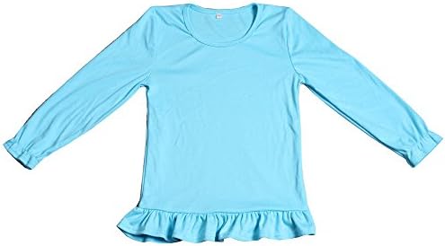 Yawoo Haan Kids Girls Ruffle Long Sleeve Cotton T-Shirts Children Shirt J Blue 6-7T