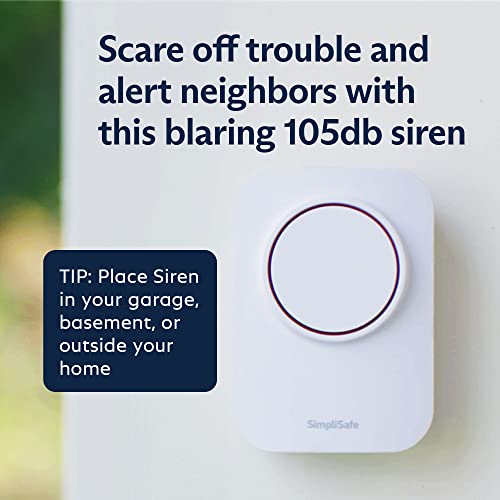 SimpliSafe 105dB Auxiliary Siren - Compatible with Gen 3 Home Security System