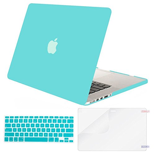 MOSISO Case Only Compatible with Older Version MacBook Pro 15 inch Model A1398 with Retina Display (2015 - end 2012 Release), Plastic Hard Shell & Keyboard Cover & Screen Protector, Turquoise