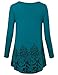 Laksmi Long Sleeve Shirt Women, Vintage Floral Print Scoop Neck A Line Flare Hem Loose Fit Tunic Tops,Dark Cyan X-Large