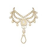 Ingemark 2 PCS Crystal Beach Wedding Foot Jewelry Barefoot Sandals Toe Ring Boho Anklet with Multi Tassel