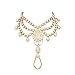 Ingemark 2 PCS Crystal Beach Wedding Foot Jewelry Barefoot Sandals Toe Ring Boho Anklet with Multi Tassel
