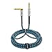 Penker 10 Foot Instrument Cable, 1/4 Inch Right Angle to Straight Gold Plated, Good for Electric Guitar/Bass/Keyboard with Black Blue