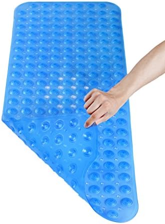 NTTR Non-Slip Anti-Bacterial Massage 16 x 39 Inches Bath Mat, Blue