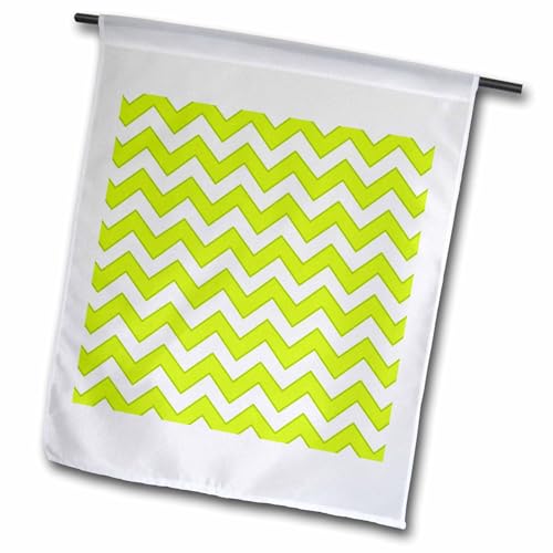 3dRose fl_110748_1 Chevron Pattern Lime Green and White Zigzag Garden Flag, 12…