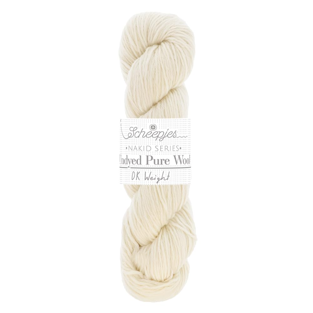 Scheepjes - Scheepjes Nakid Series Basolan 004 White (200m) DK Weight Undyed Pure Wool Yarn - 1 Piece