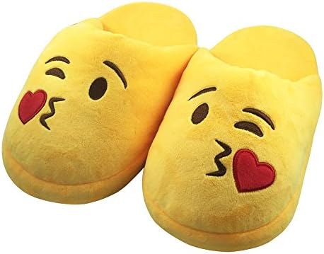 Emoji Slide Slippers: One Size Fits Most (Choose Other Emoticons) | Style = KISSES (Yellow)