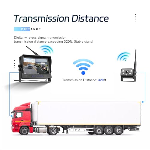 Fuluku Digital Wireless Rear View Camera with 9'' HD Monitor, 2 Waterproof Wide Angle License Plate Cameras and Night Vision, for 12V 24V Car/Truck/Coach/Pickup/SUV/Van/Camper
