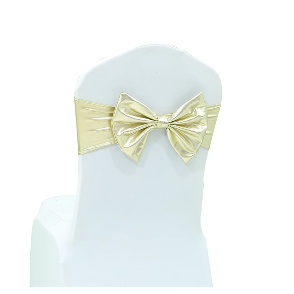 Namvo 10Pcs Elastic Stretch Chair Sashes Bows Spandex Bands for Weddings Birthday Party Banquet Reception Chair Decoration (Not Included White Chair Cover Cloth)