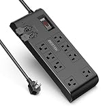 BESTEK 8-Outlet Surge Protector Power Strip 15Amp, 5V 4.2A 4 Smart USB Charging Ports, 10-Foot Heavy Duty Extension Cord, 600 Joule, FCC ETL Listed, Black